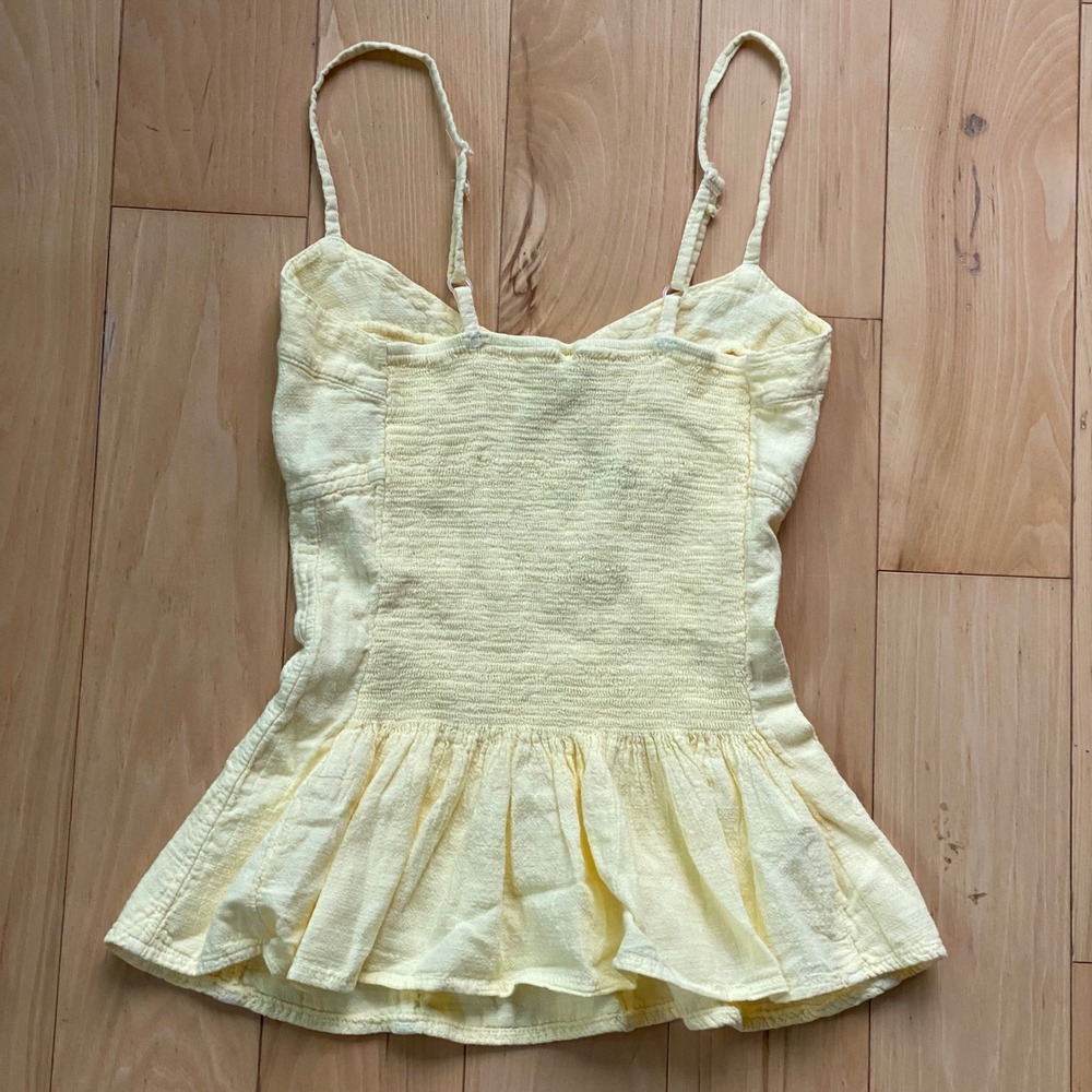 NWT 100 Cotton Coquette Soft Girl Yellow Skort Set Corset Peplum Ruffle Boutique - Picture 12 of 14